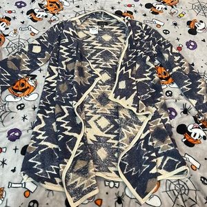 NWT Lucky Brand Western Cardigan Small Blue Cotton Blend Boot Barn LS Southwest